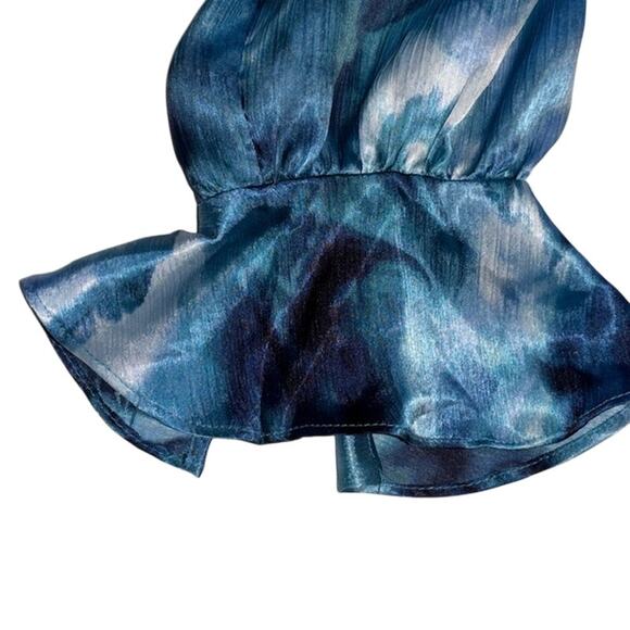 JONES NEW YORK Plus 2X Button Up Long Sleeve Agate Blue Romantic Ruffled Blouse - Picture 8 of 8